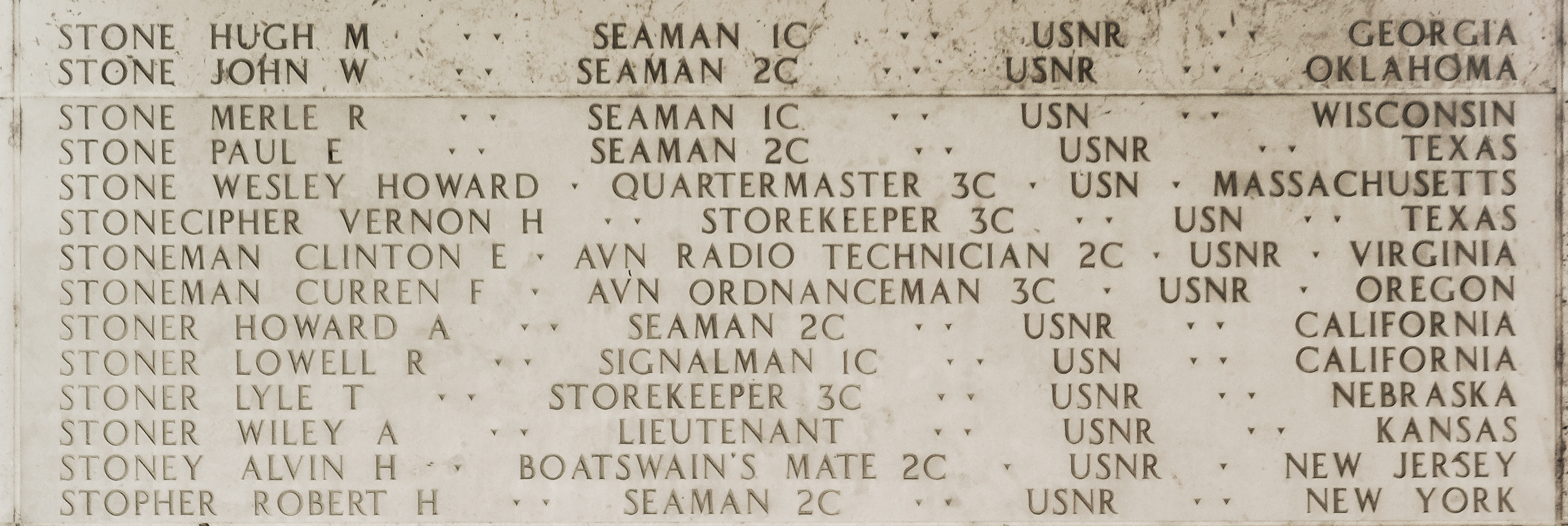 Lowell R. Stoner, Signalman First Class